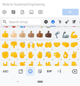 Select alternate emoji skin tones on Android devices.