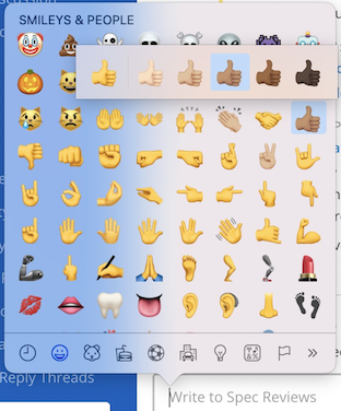 Select alternate emoji skin tones on macOS systems.