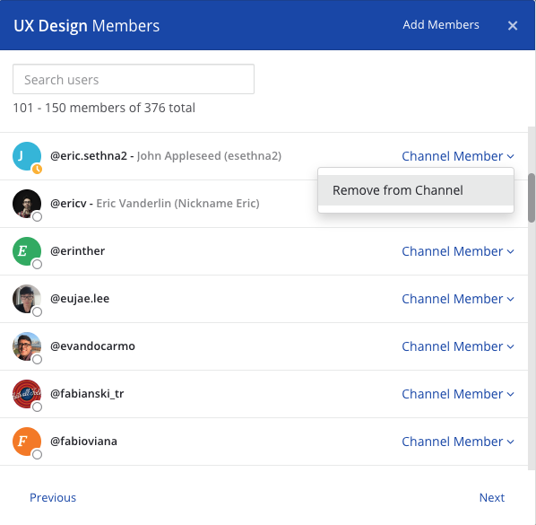Remove a member from a channel.