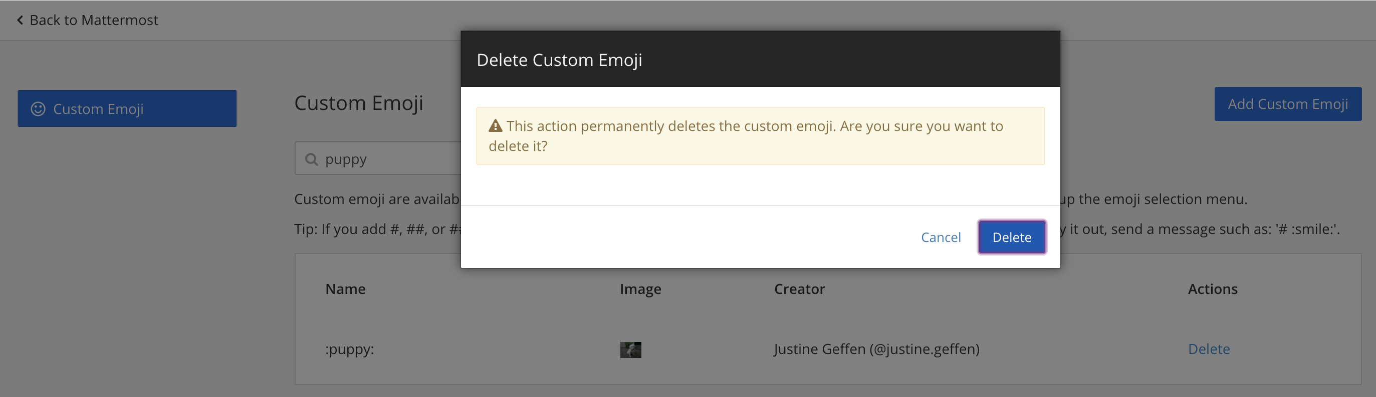Delete custom emoji.
