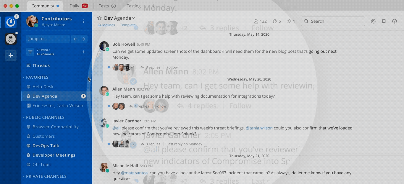 Organize conversations using Collapsed Reply Threads.