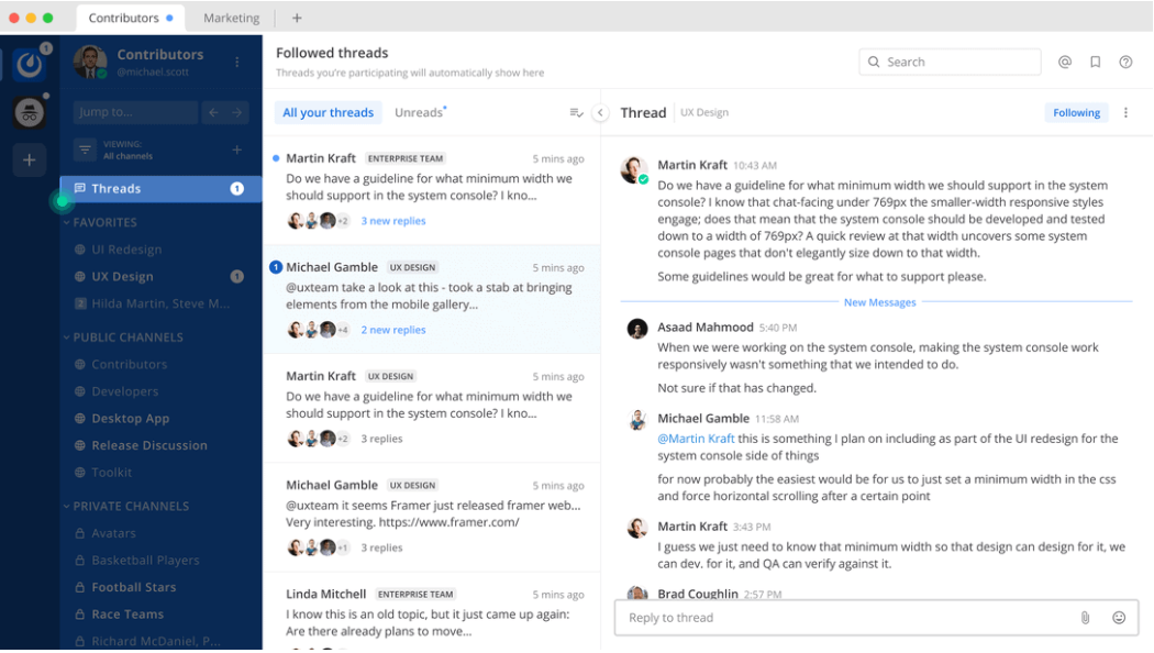 Select Threads in the channel sidebar to see all thread updates in your Threads View.