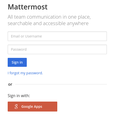 Sign in to Mattermost using your Google Apps credentials.