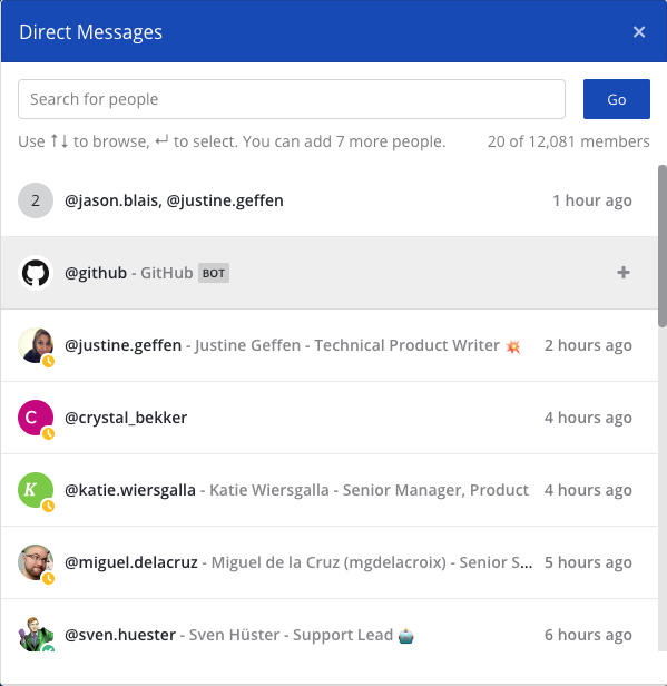 Write a Direct Message or Group Message.