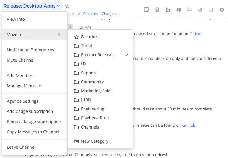 Move channels or conversations directly from the channel header.