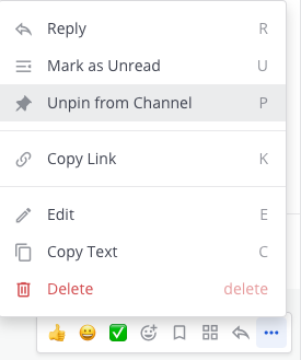 You can unpin messages from a channel when they're no longer needed or become outdated.