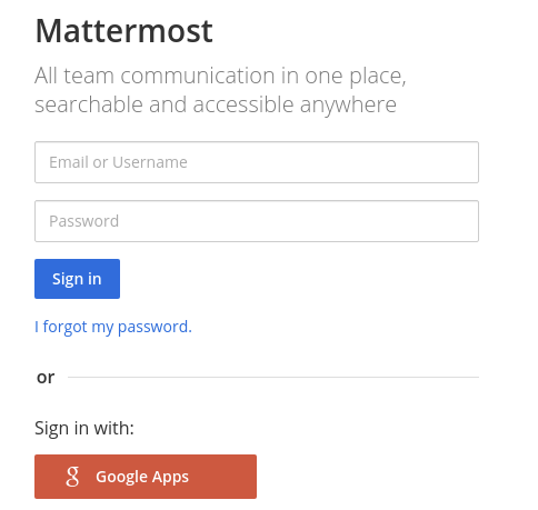 Log in to Mattermost using your Google Apps credentials.