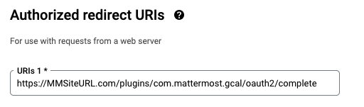 Configure the authorized redirect URI for Mattermost.