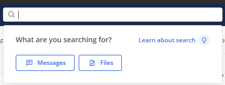 Use the Search field to serach for files attached to messages.