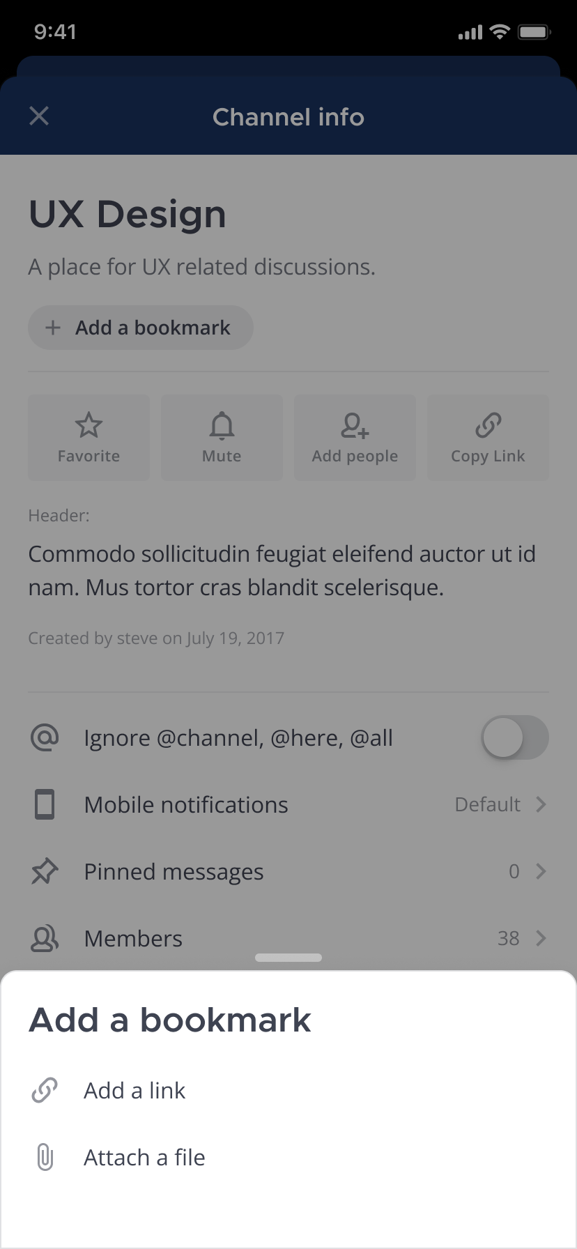 Using the mobile app, choose whether to add a link or a file.