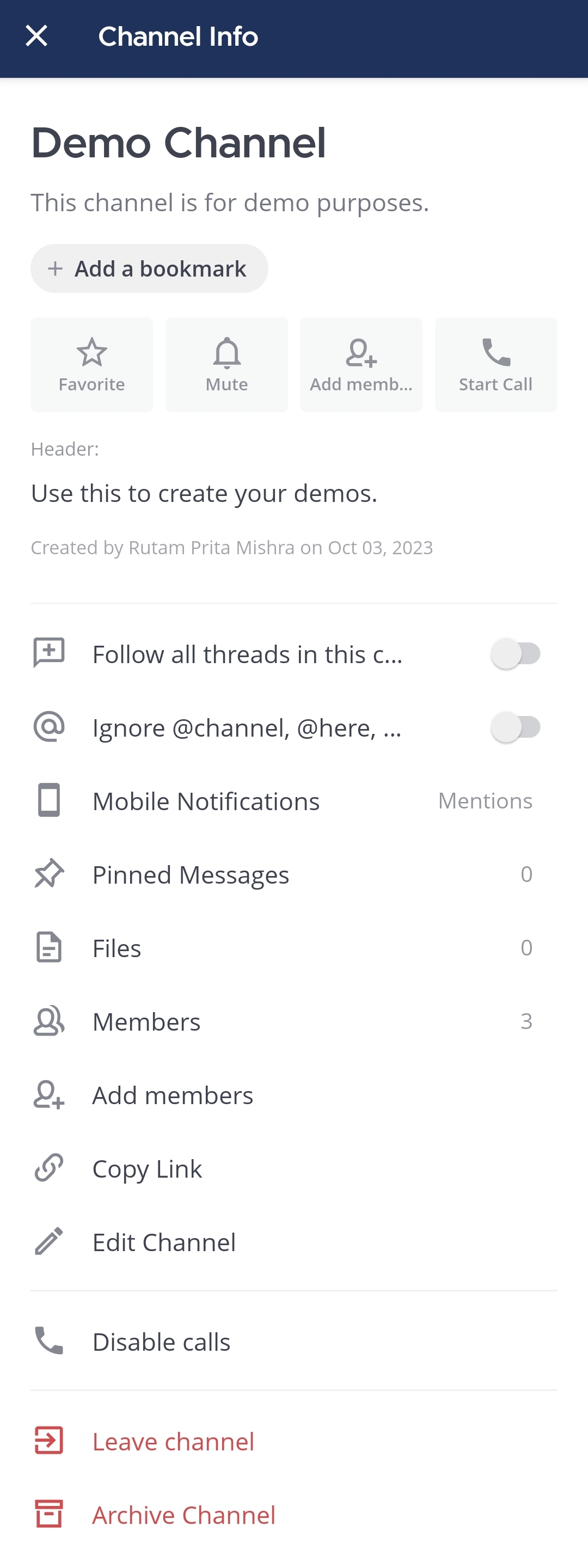 Click on Edit channel to rename the channel.