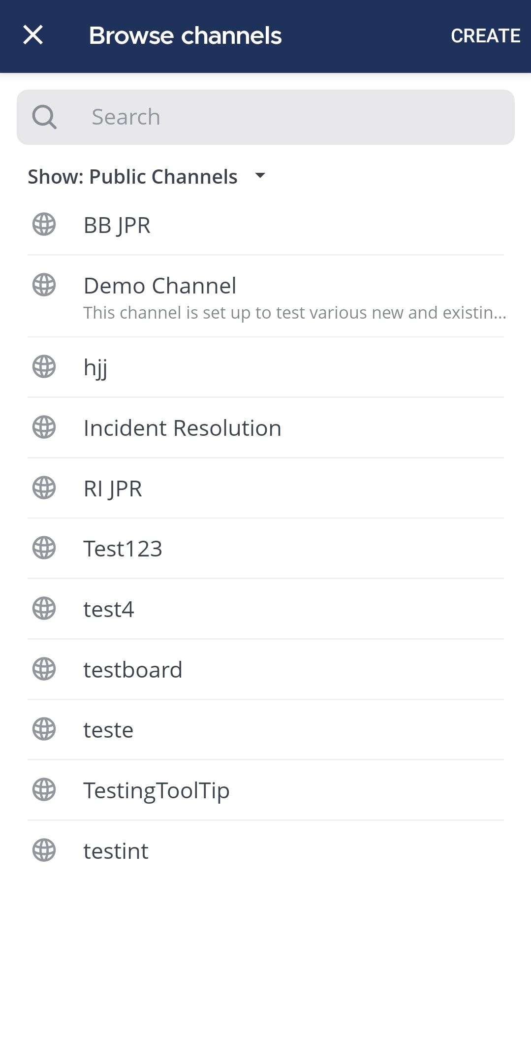 Tap on the public channel name that you want to join.