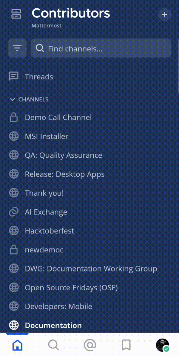 Start a new conversation with Copilot in the Mattermost mobile app.