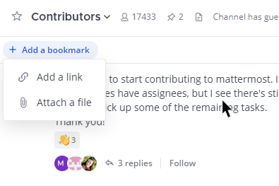 Using a web browser or the desktop app, choose whether to add a link or a file.