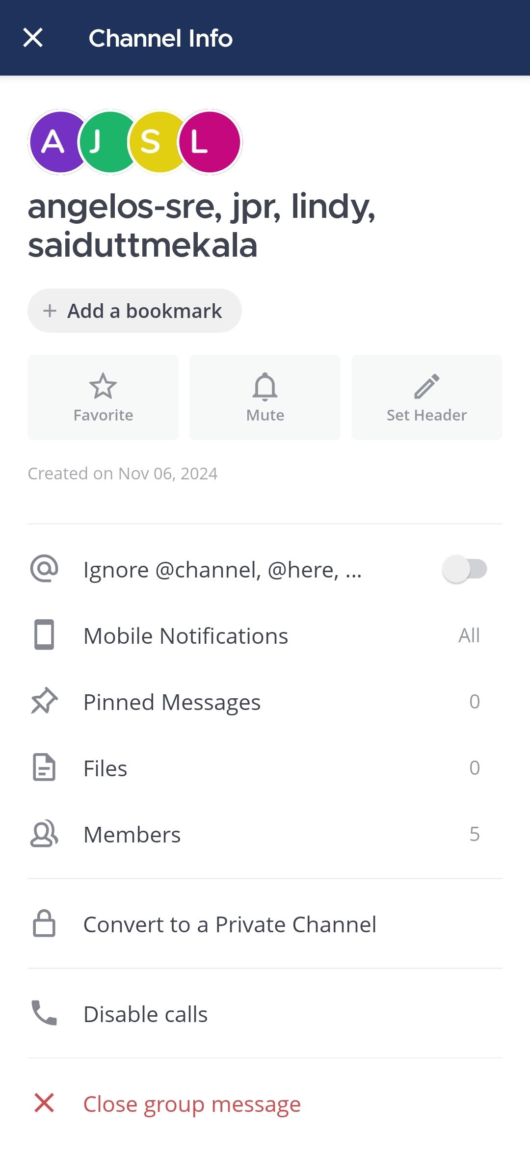 Tap on Convert to a Private Channel to convert the group.