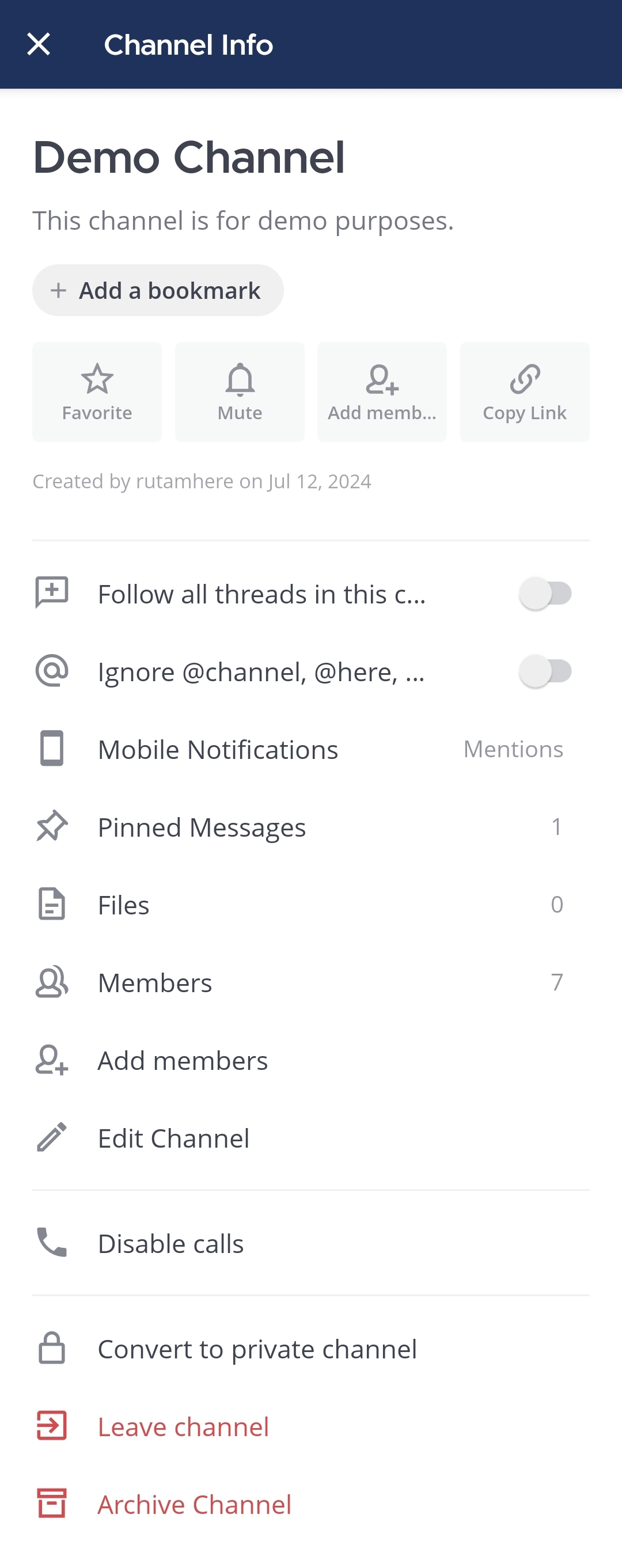 Tap on Files to explore the available file attachments in the channel.