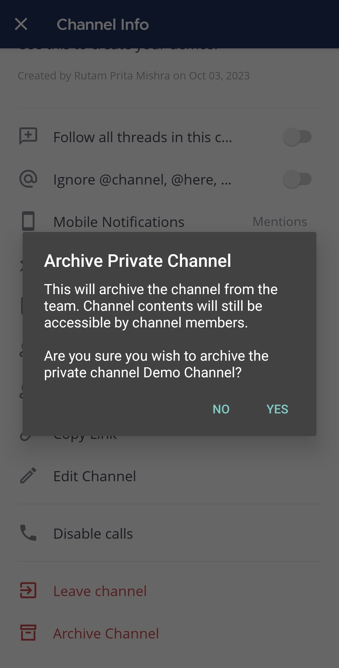 Tap on Yes to confirm your choice.