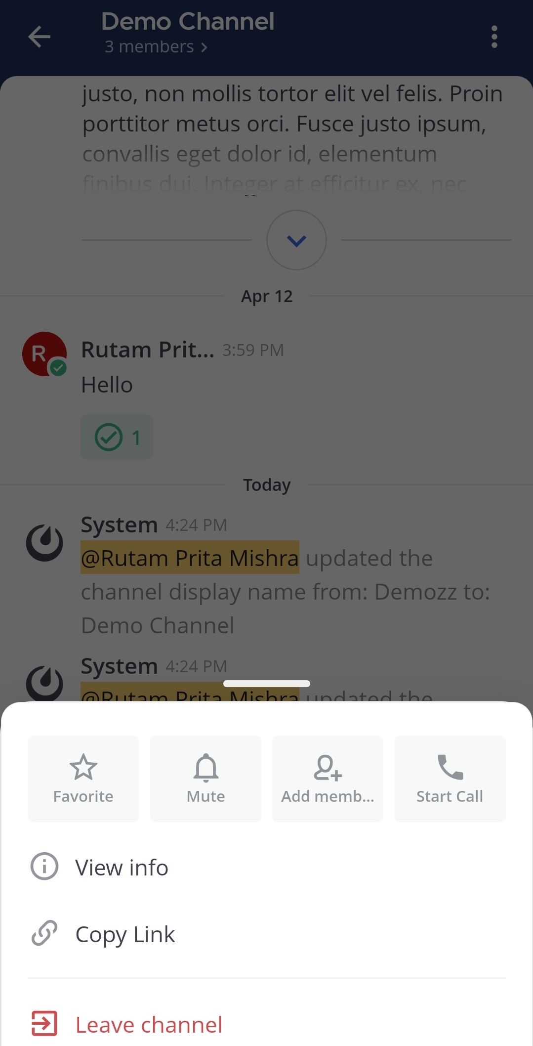 Tap on View info to see the basic channel info.