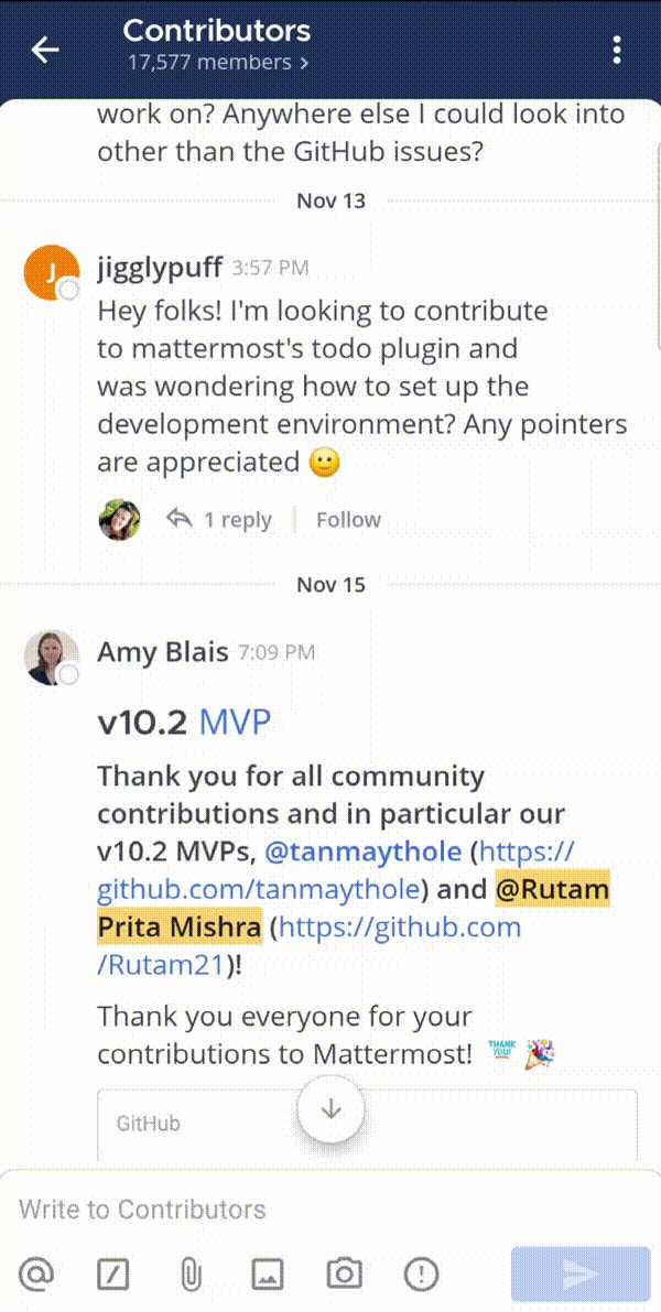 Tap and hold on a message with no replies to select Follow Message.