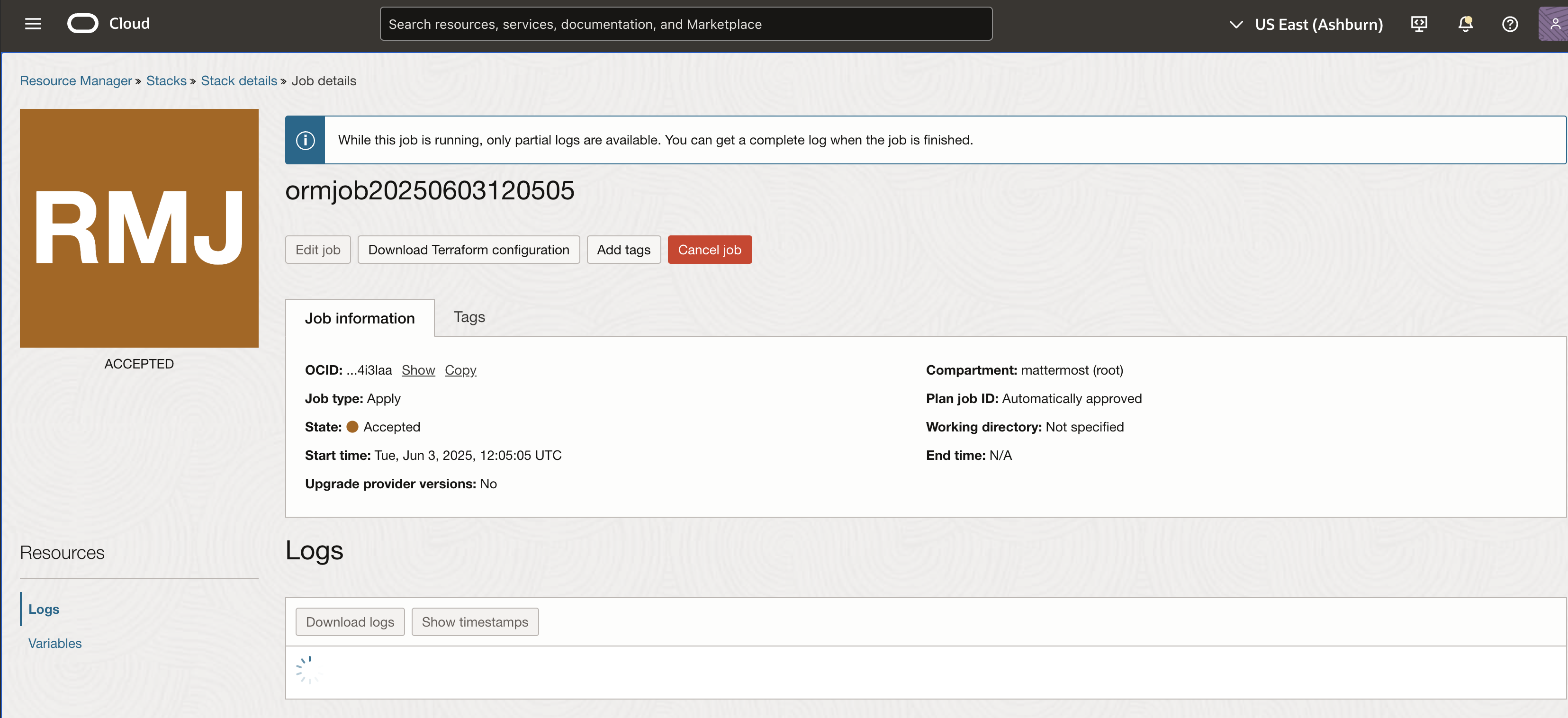 Resource Manager job monitor