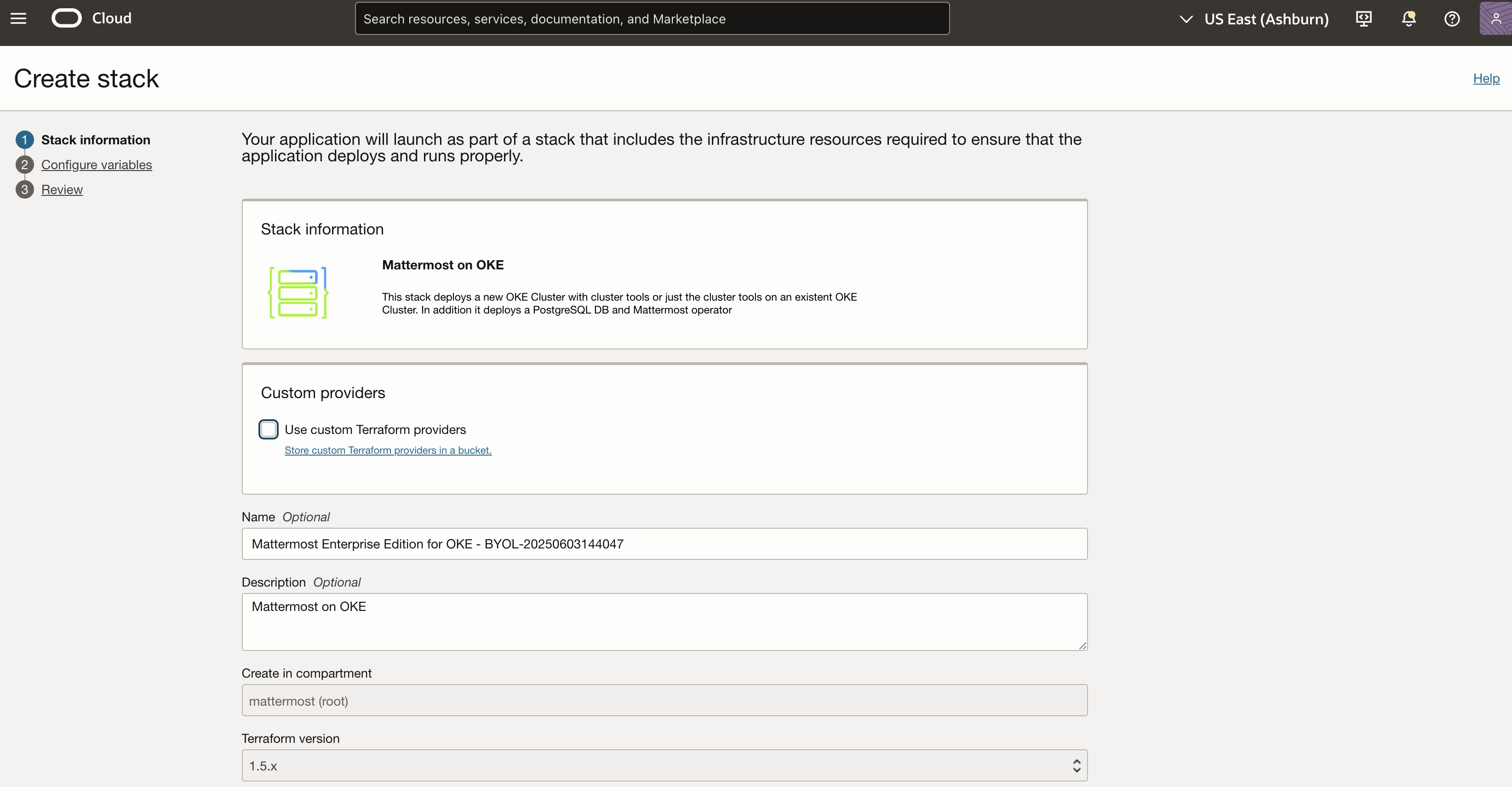 Stack information page