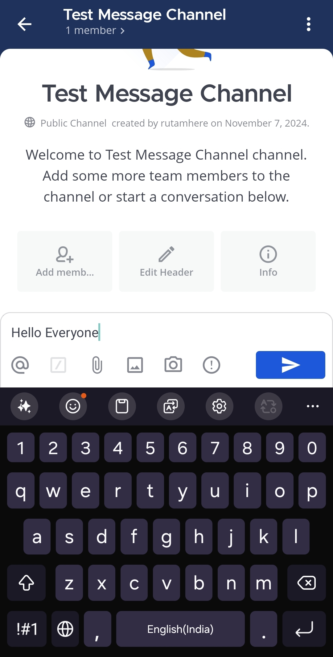 Type a message in the text box at the bottom of the mobile app.