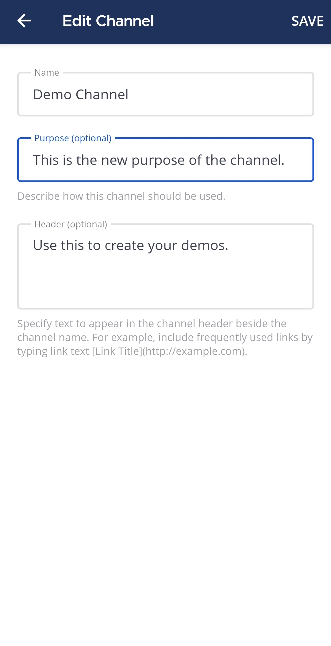 Click on Edit channel to rename the channel.