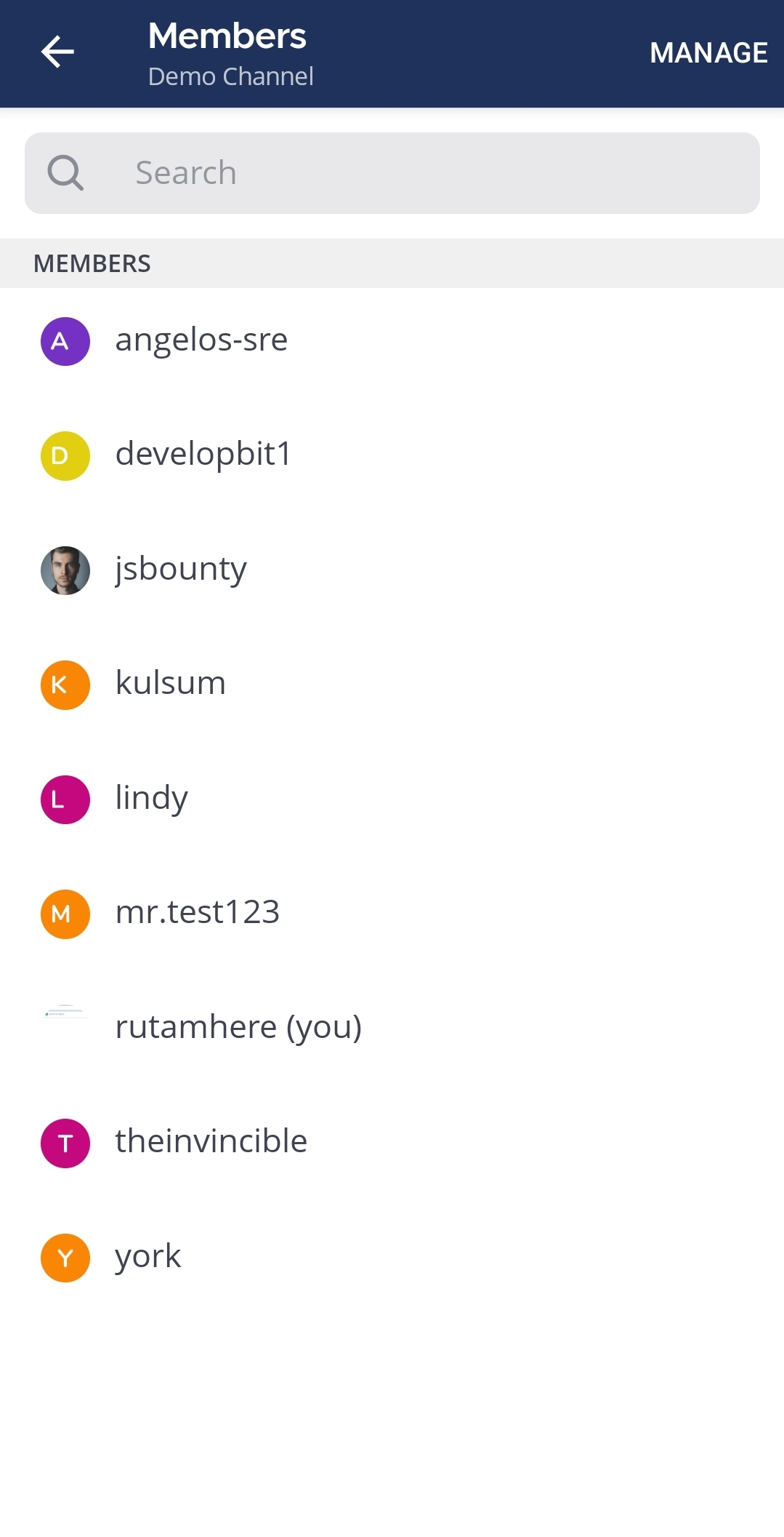 Tap on Manage to access the user role of the members.