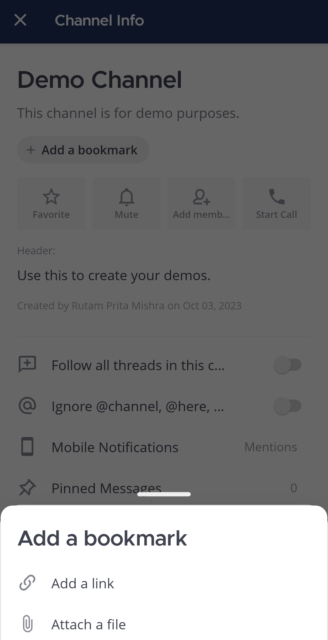 Tap on Add a bookmark to add the first bookmark.