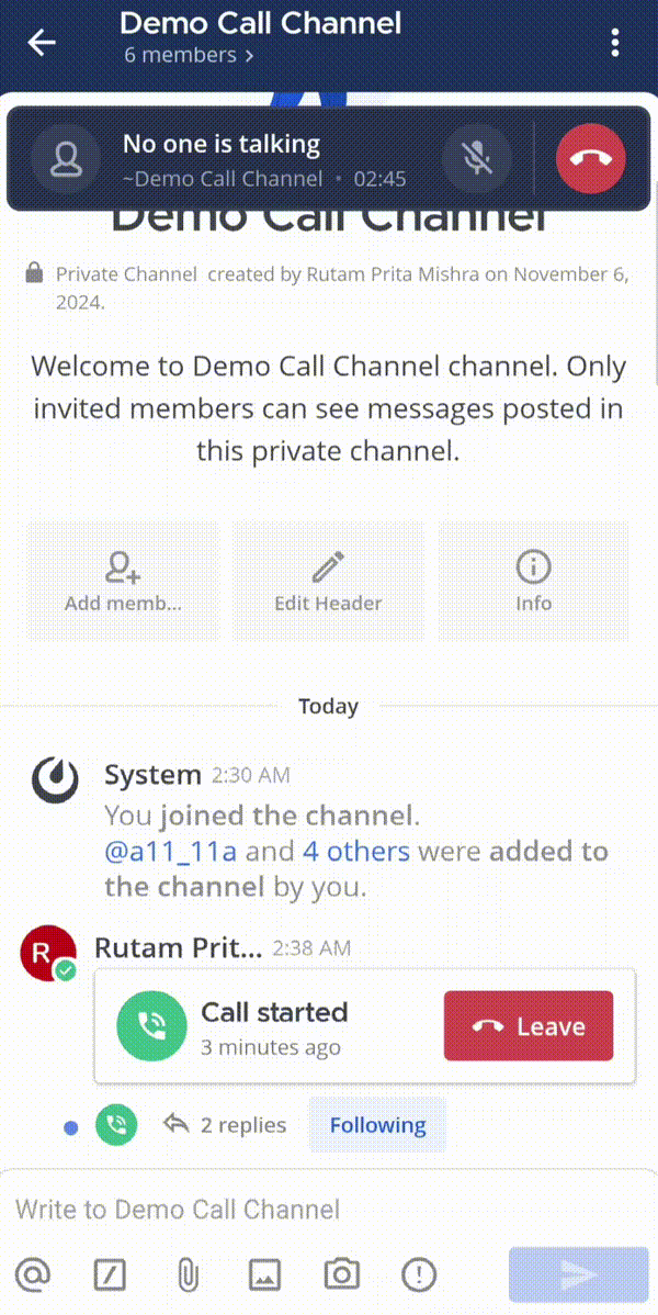Tap on Call Thread to chat while being in a call.