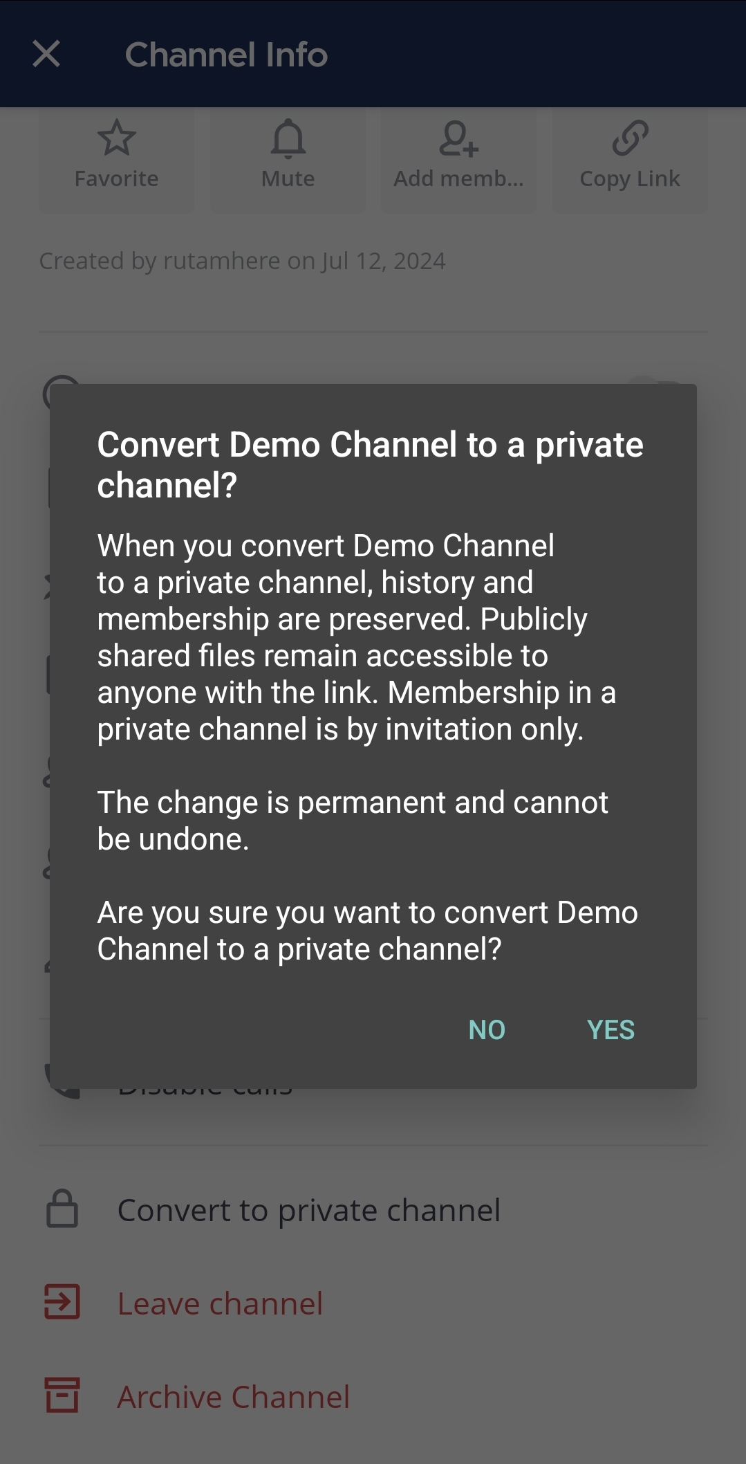 Tap on Yes to confirm your choice.
