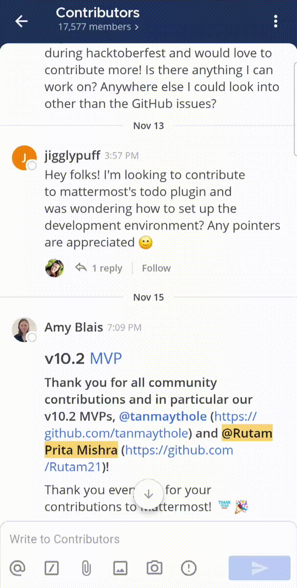 Tap and hold on a message thread to select Follow Thread.