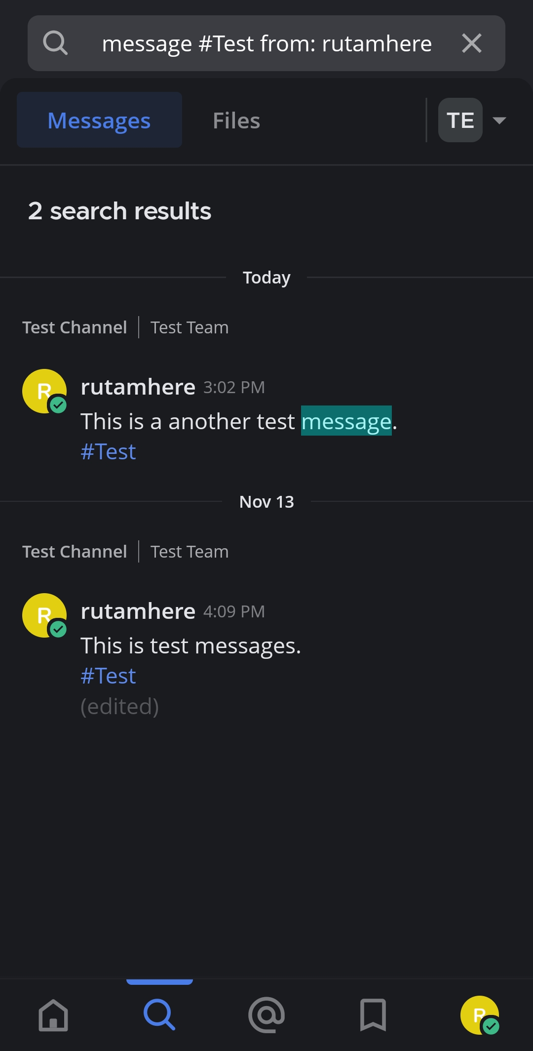 Check the search results to find your required message or file from the list.