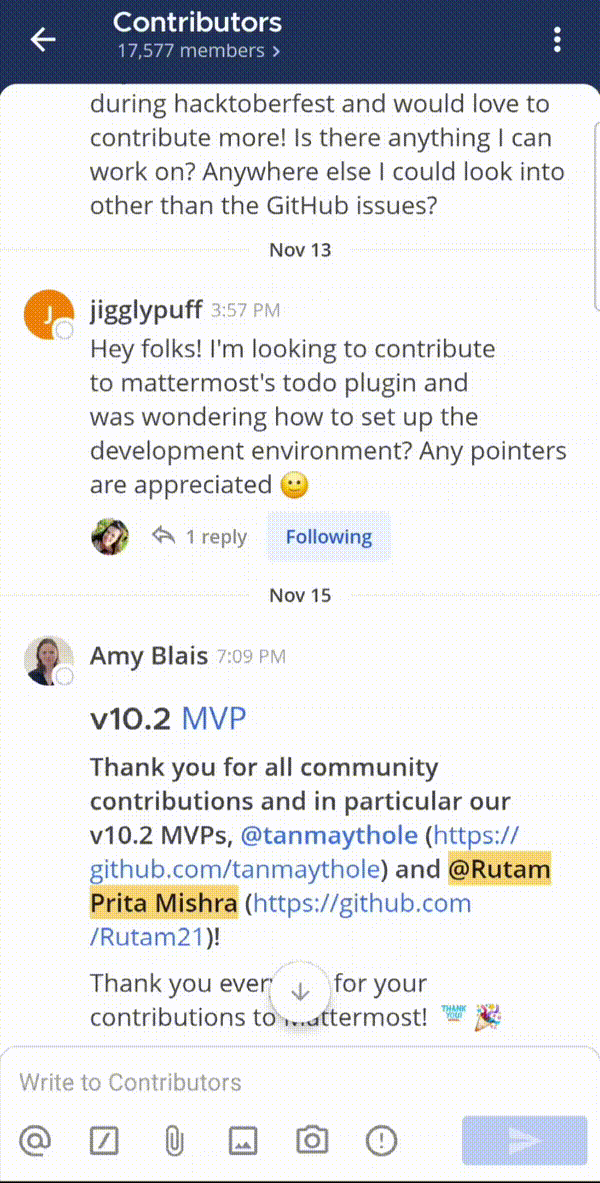 Tap and hold on a message thread you're following to select Unfollow Thread.