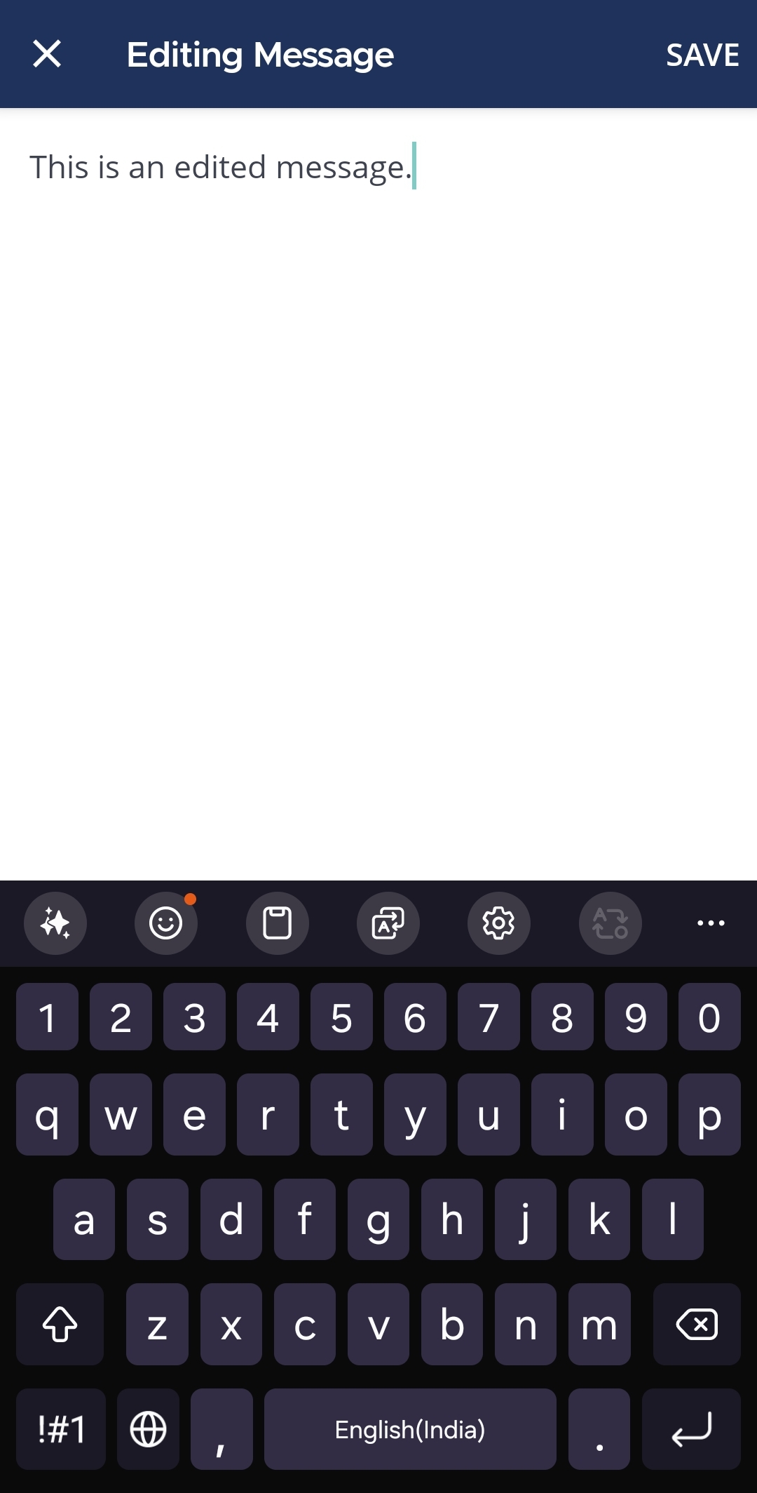 Type the updated message and tap save to save the edited message.