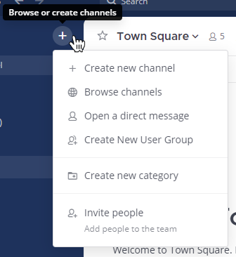 You can create a channel using the Add channels button