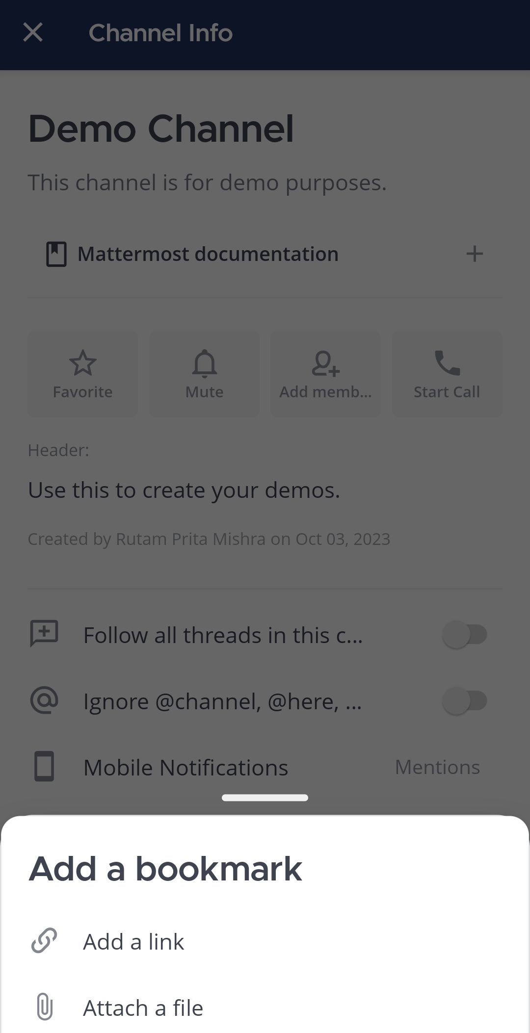 Tap on the Plus icon to add more bookmarks to the channel.