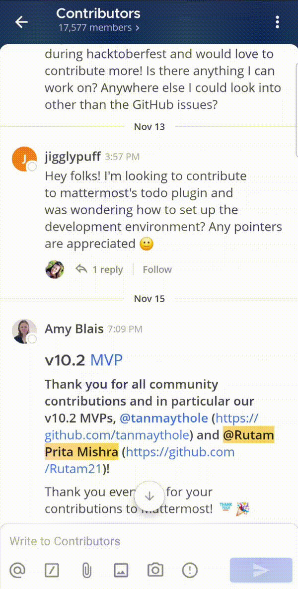 Toggle the Follow indicator to start folowing a thread.
