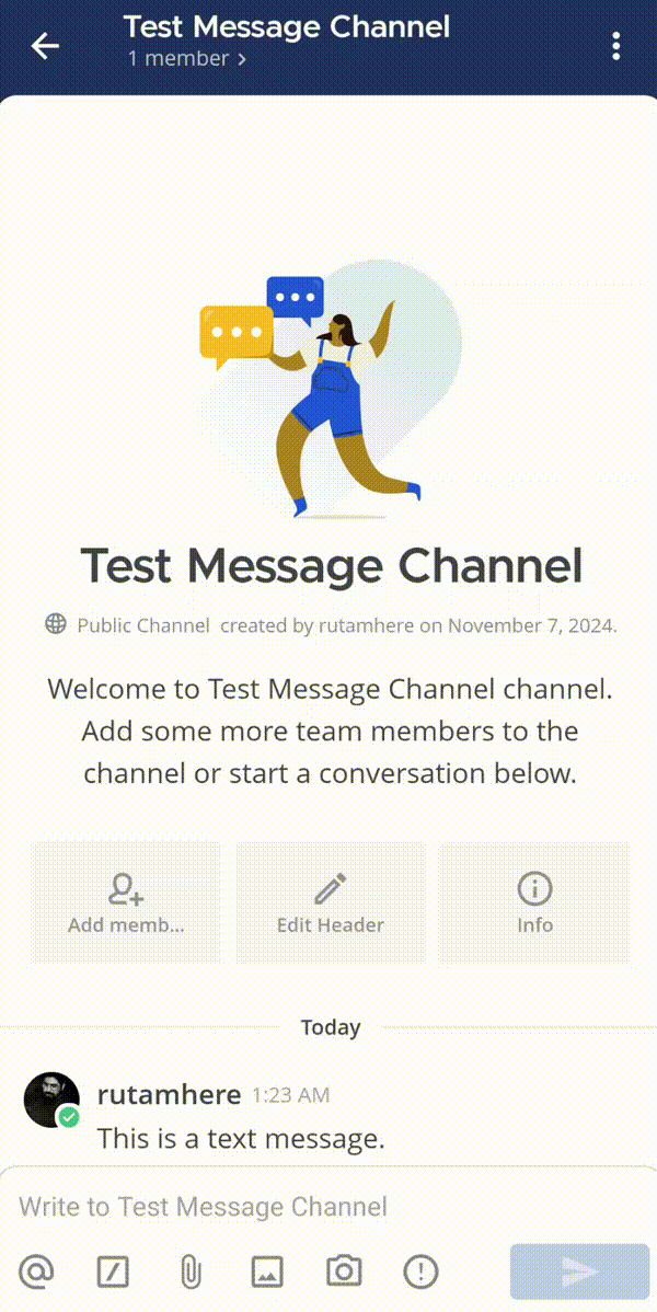 Tap and hold on a message in the channel to explore available options to pin it.