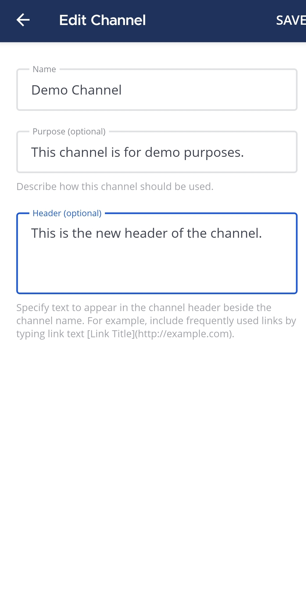 Click on Edit channel to rename the channel.