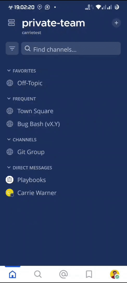 In the Mattermost mobile app, swipe left on an existing server connection entry to edit the connection.