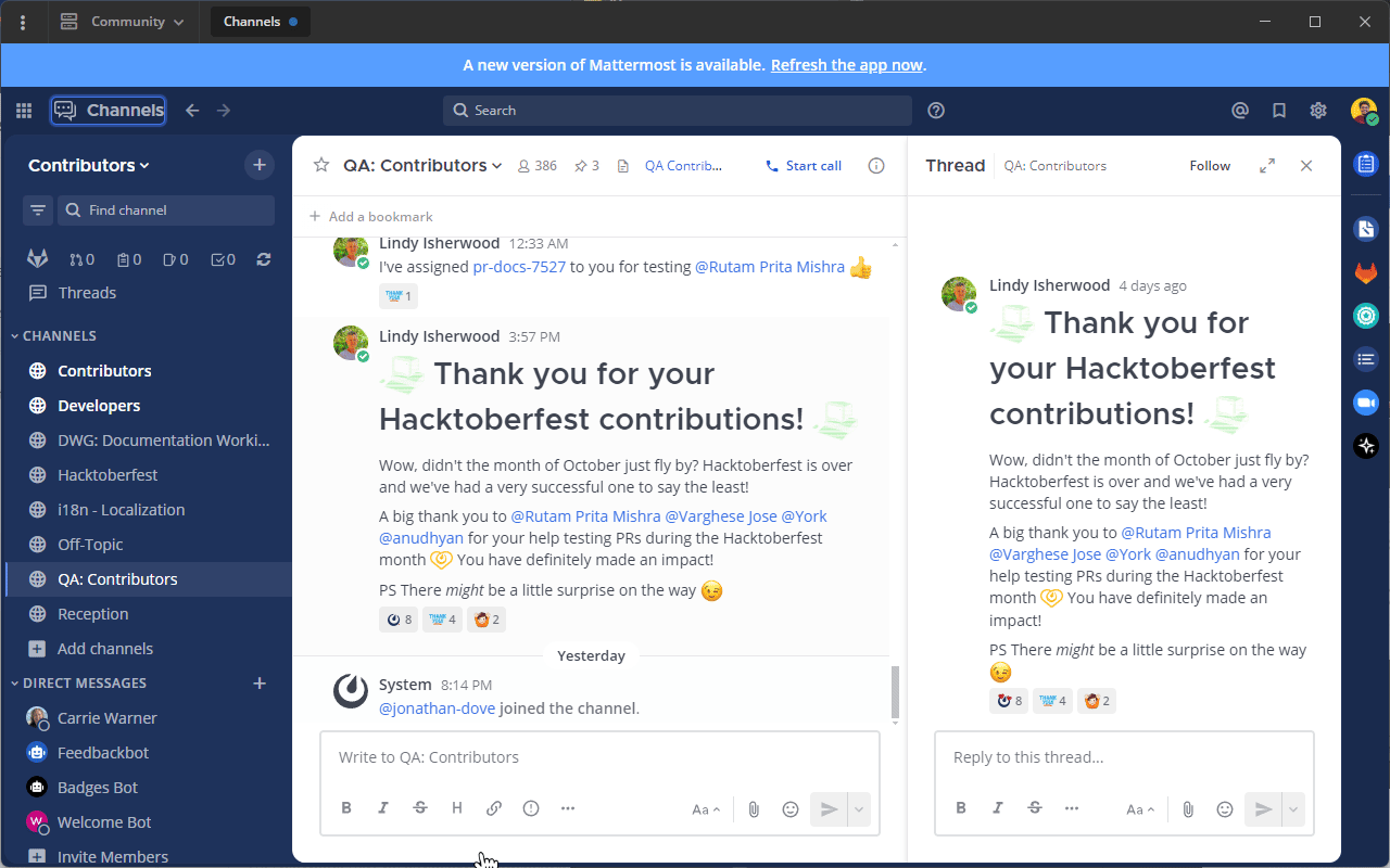 Navigate the Mattermost channel sidebar using a keyboard.