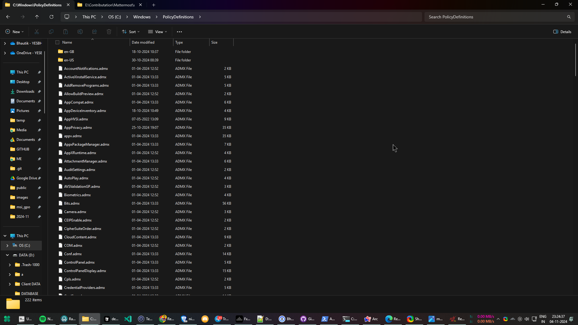 Go to the Windows\PolicyDefinitions directory and paste the files you copied in the previous step.