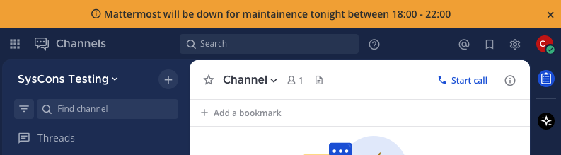 System admins can display an announcement banner in all channels.