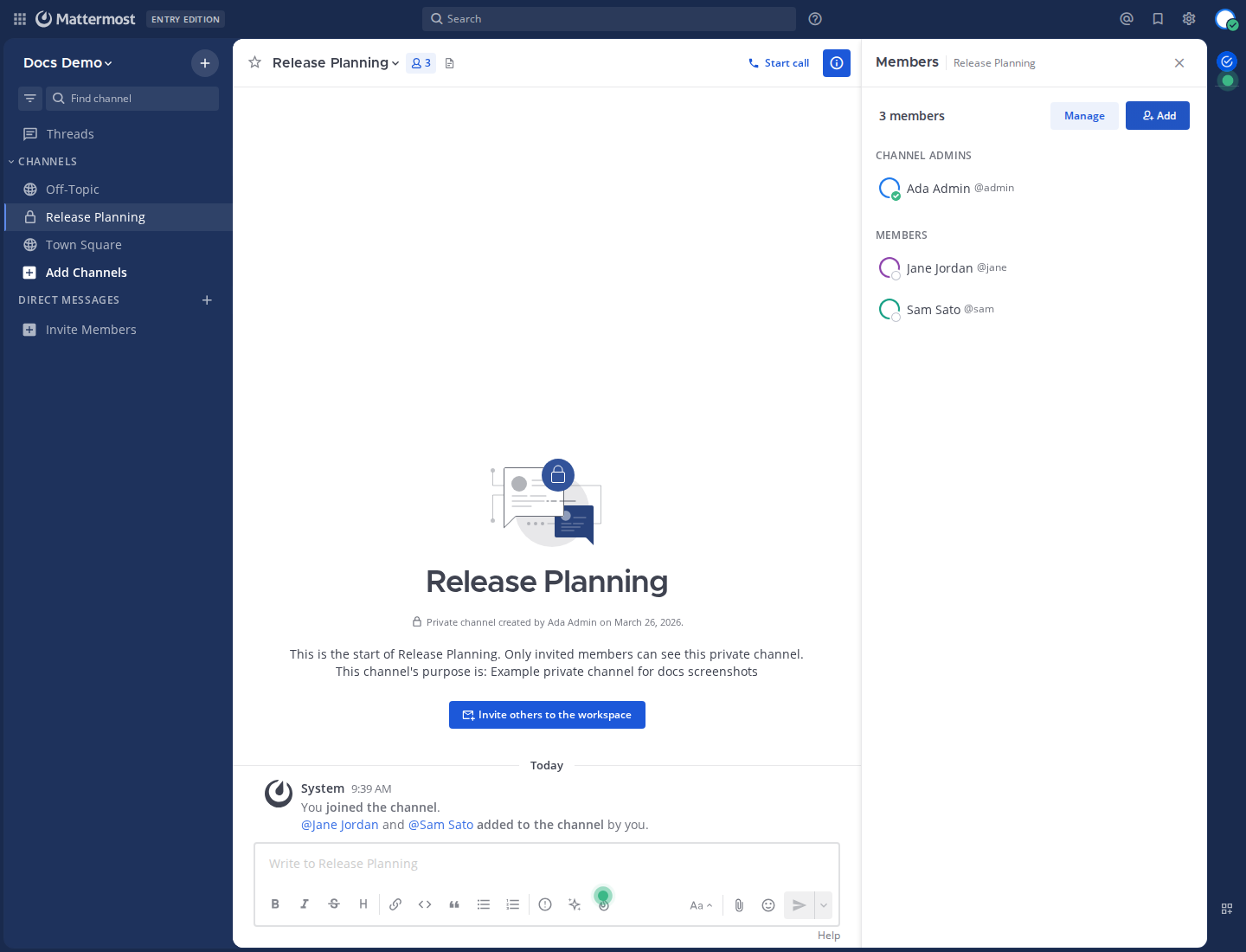 Open the channel members right-hand pane from the channel header and select Add.