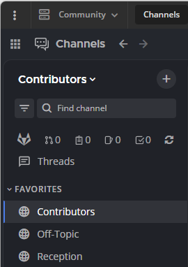 Favorite channels display in the channel sidebar.