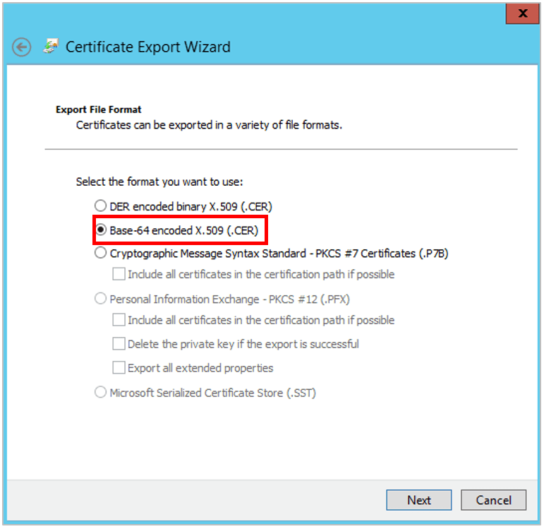 ../../_images/adfs_21_export_idp_cert_wizard.png