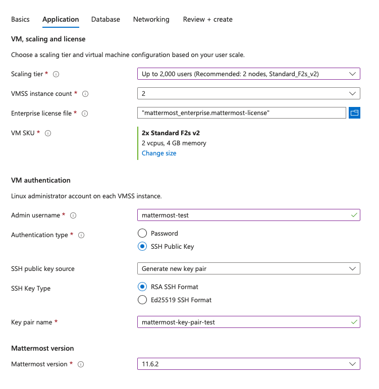 An example of the Azure Native Application setup screen.