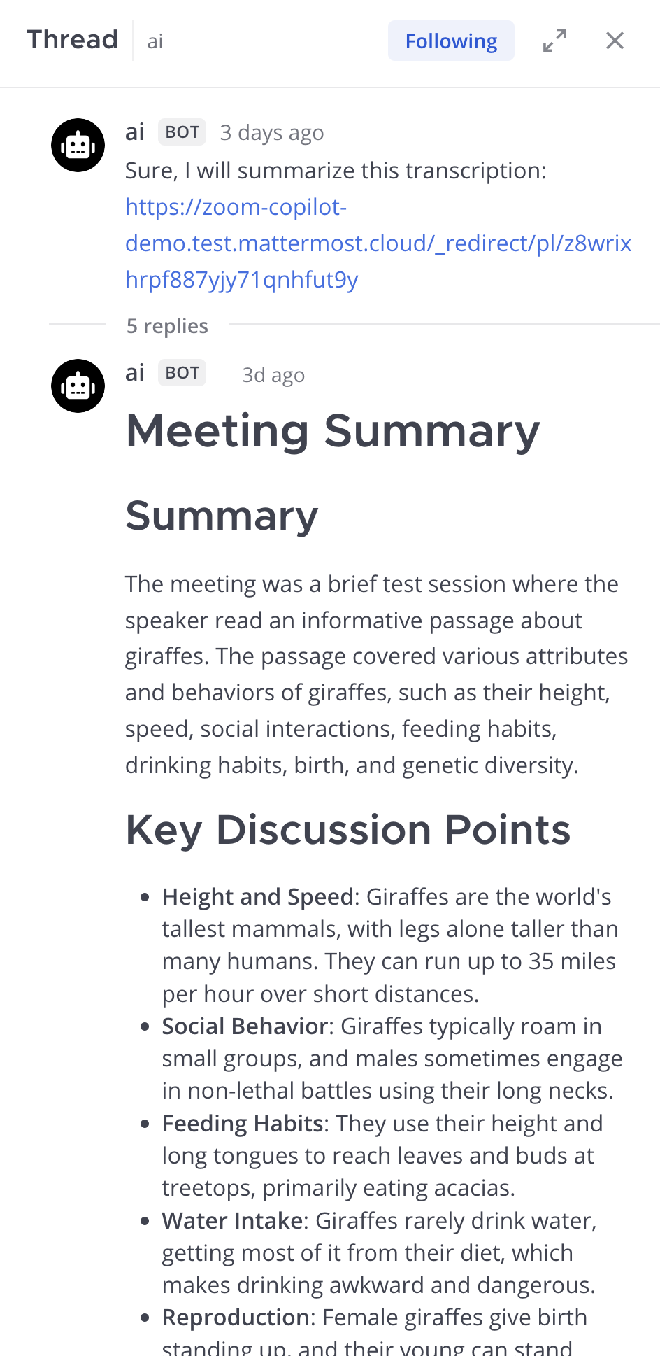 Easily share the updates from your Zoom meetings with your team and broader organization by turning recordings into detailed summaries at the click of a button.